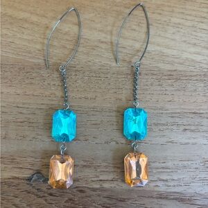 Elegant Blue and Orange Dangle Earrings